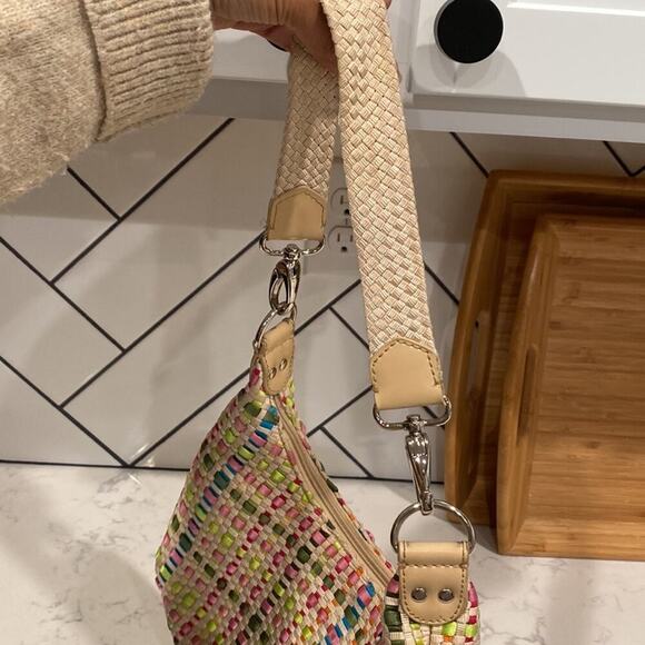 The Sak hobo style woven ribbon handbag Y2K shoulder colorful summer artsy - Picture 3 of 12